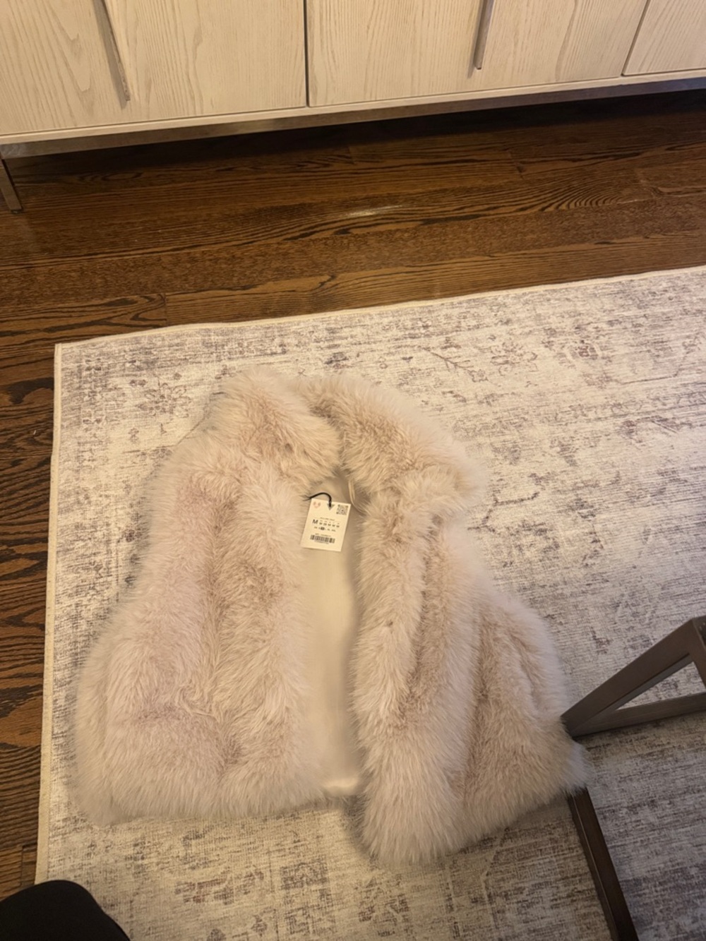 New plush zara Faux Fur Vest in Light Beige